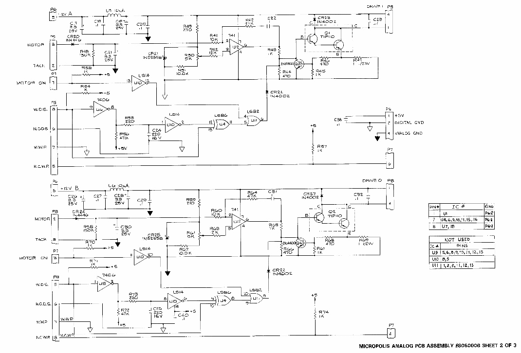 [Micropolis analog PCB assembly #8050006 sheet 2 of 3]