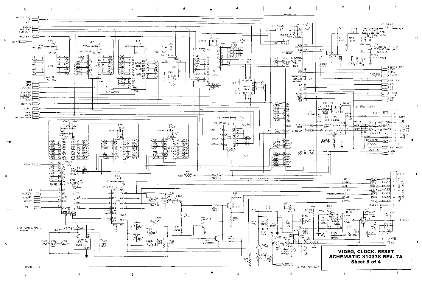 [Video, clock, reset  Schematic 310378 Rev. 7A  Sheet 3 of 4]